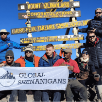 Hikers approaching Mount Kilimanjaro on the Machame Route